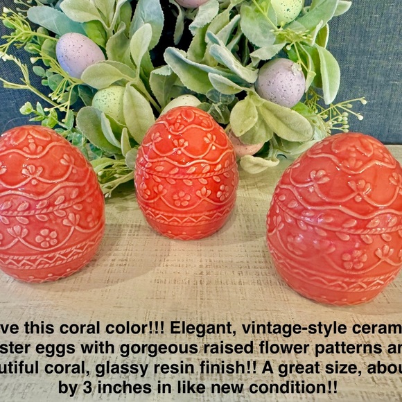 Easter wreath custom designed purple green wooden new bundle ceramic eggs coral - Picture 6 of 6